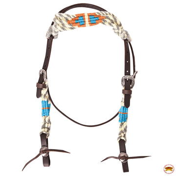 HILASON Western Wool Breast Collar Headstall Set Tack Set Grey & Off White